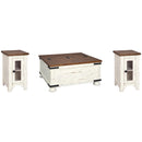 Signature Design by Ashley Wystfield T459T2 Coffee Table and 2 Chairside End Tables IMAGE 1