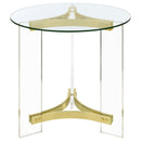 Coaster Furniture Janessa 710067 End Table - Clear/Matte Brass IMAGE 3