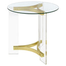 Coaster Furniture Janessa 710067 End Table - Clear/Matte Brass IMAGE 4