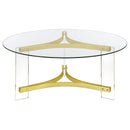 Coaster Furniture Janessa 710068 Coffee Table - Clear/Matte Brass IMAGE 3
