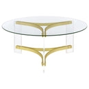 Coaster Furniture Janessa 710068 Coffee Table - Clear/Matte Brass IMAGE 6