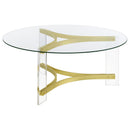 Coaster Furniture Janessa 710068 Coffee Table - Clear/Matte Brass IMAGE 7