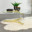 Coaster Furniture Janessa 710068 Coffee Table - Clear/Matte Brass IMAGE 9