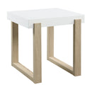 Coaster Furniture Pala 753397 Rectangular End Table With Sled Base - White High Gloss/Natural IMAGE 1