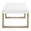 Coaster Furniture Pala 753398 Rectangular Coffee Table With Sled Base - White High Gloss/Natural IMAGE 4