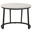 Coaster Furniture Miguel 931227 Round Accent Table with Marble Top - White/Black IMAGE 2