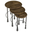 Coaster Furniture Deja 935971 3-Piece Round Nesting Table - Natural/Gunmetal IMAGE 2