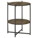 Coaster Furniture Axel 935993 Round Accent Table with Open Shelf - Natural/Gunmetal IMAGE 1