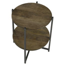 Coaster Furniture Axel 935993 Round Accent Table with Open Shelf - Natural/Gunmetal IMAGE 2