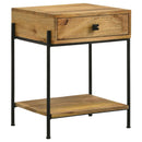 Coaster Furniture Declan 959556 1-Drawer Accent Table with Open Shelf - Natural Mango/Black IMAGE 1