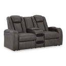 Signature Design by Ashley Fyne-Dyme 3660218 Power Reclining Loveseat with Console and Adjustable Headrest IMAGE 1