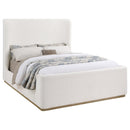 Coaster Furniture Nala 302046KE Upholstered Eastern King Wingback Platform Sleigh Bed - Cream IMAGE 1