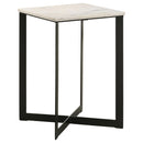 Coaster Furniture Tobin 707697 Square Marble Top End Table - White/Black IMAGE 1