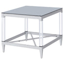 Coaster Furniture Lindley 709727 Square End Table with Acrylic Legs and Tempered Mirror Top - Chrome IMAGE 3