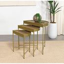 Coaster Furniture Tristen 936156 3-Piece Demilune Nesting Table with Recessed Top - Brown/Gold IMAGE 2
