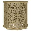 Coaster Furniture Torres 931148 Octagonal Solid Wood Side Table with Intricate Openwork Carvings - Natural Brown IMAGE 1