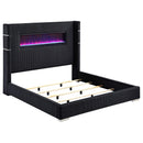 Coaster Furniture Tisdall 306031KE 67-inch Upholstered King Fireplace Bed - Black IMAGE 2