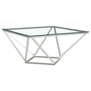 Coaster Furniture Brittania 709738 Square Glass Top Geometric Coffee Table - Nickel IMAGE 4