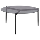 Coaster Furniture Rosalie 710168 Round Smoked Glass Top Coffee Table - Sandy Black IMAGE 1