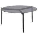 Coaster Furniture Rosalie 710168 Round Smoked Glass Top Coffee Table - Sandy Black IMAGE 4
