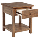 Coaster Furniture Payne 710547 1-drawer Wood End Table with Shelf - Distressed Brown IMAGE 2