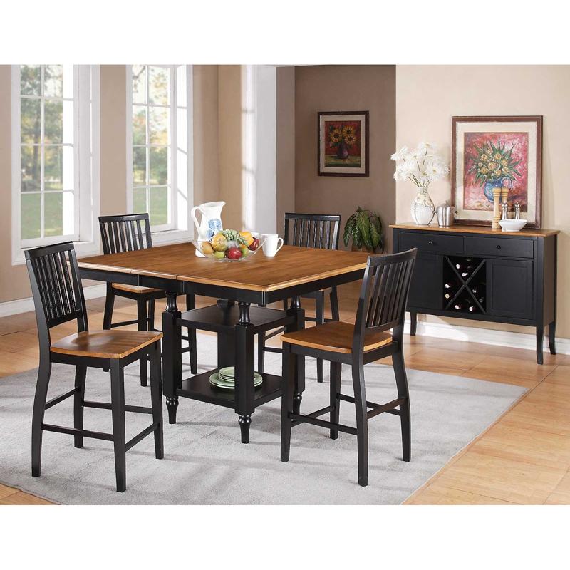 Steve Silver Furniture Square Candice Pub Height Dining Table with Pedestal Base Candice CD5454PT IMAGE 2