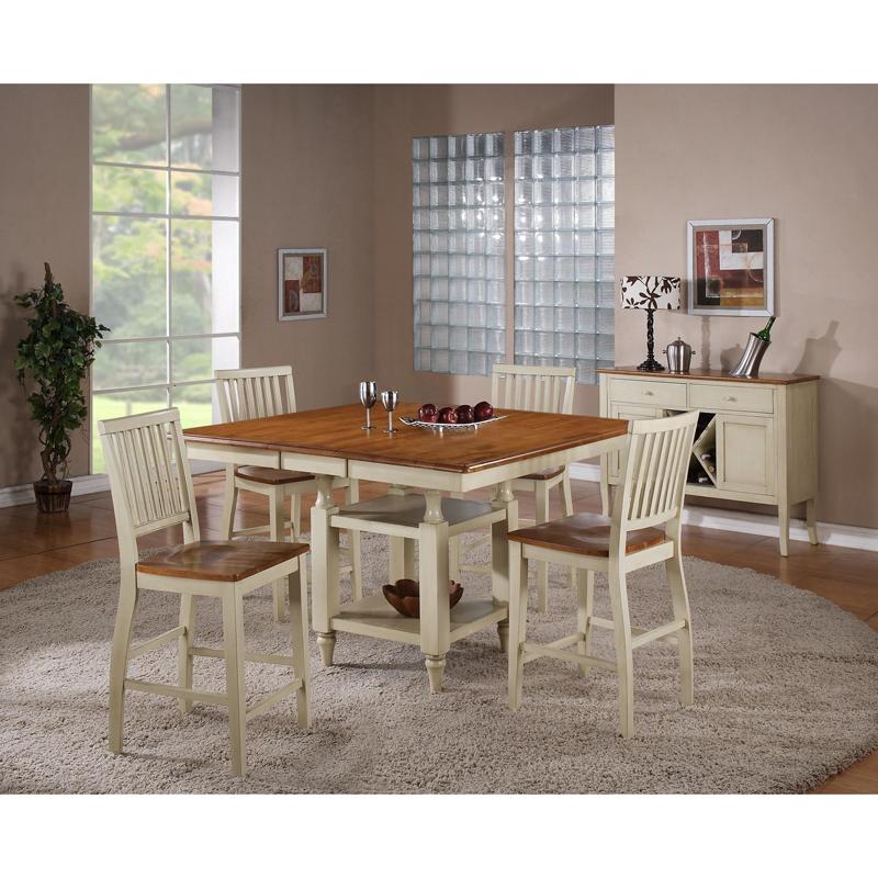 Steve Silver Furniture Square Candice Pub Height Dining Table with Pedestal Base Candice CD5454PTW IMAGE 2