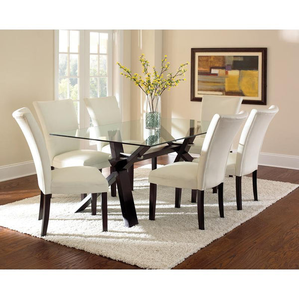 Steve Silver Furniture Berkley Counter Height Dining Table with Glass Top & Trestle Base Berkley BE500 Dining Table IMAGE 1