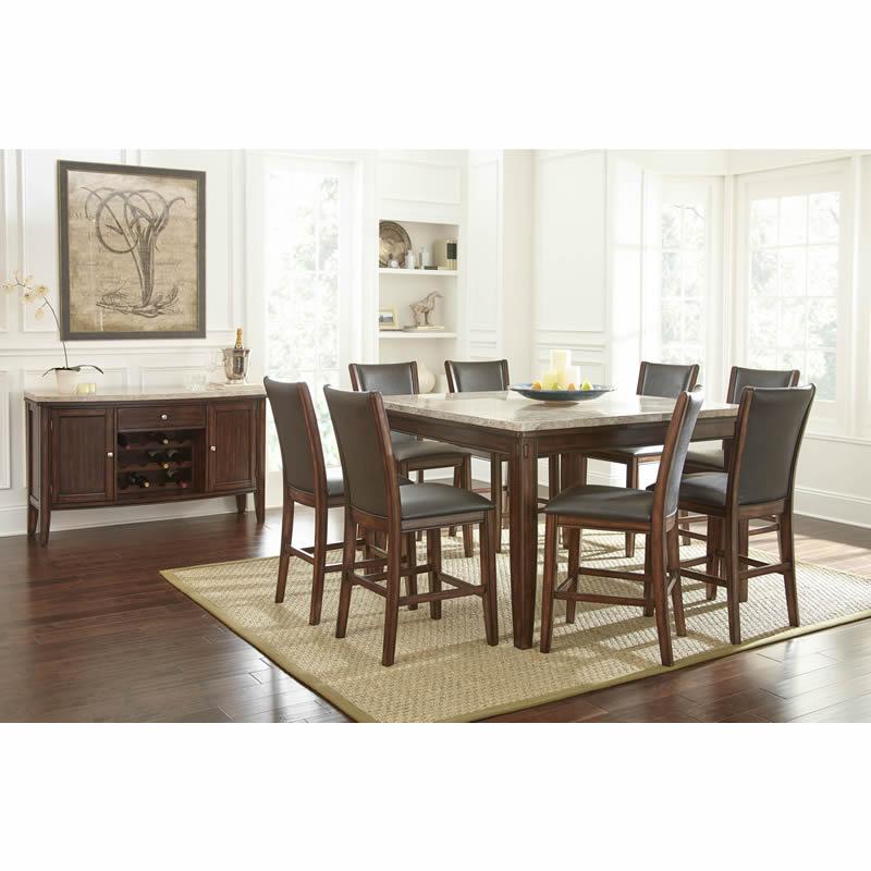 Steve Silver Furniture Square Eileen Counter Height Dining Table with Faux Marble Top EE5454PT IMAGE 4
