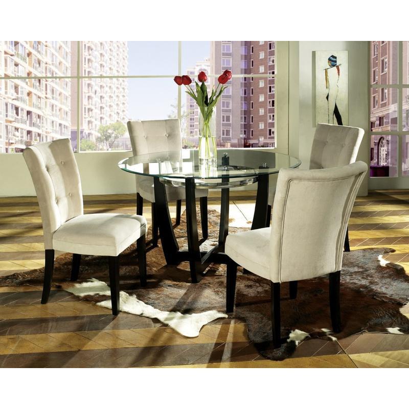 Steve Silver Furniture Round Matinee Dining Table with Glass Top & Pedestal Base MT200TB IMAGE 1