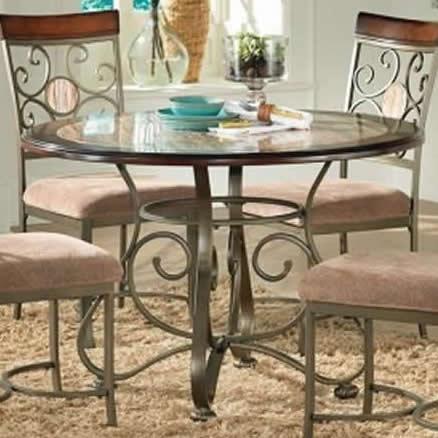 Steve Silver Furniture Round Thompson Dining Table with Faux Marble Top & Pedestal Base TP450B/TP450T IMAGE 1
