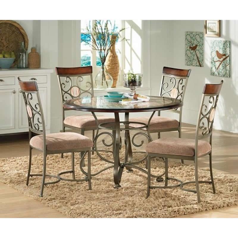 Steve Silver Furniture Round Thompson Dining Table with Faux Marble Top & Pedestal Base TP450B/TP450T IMAGE 3