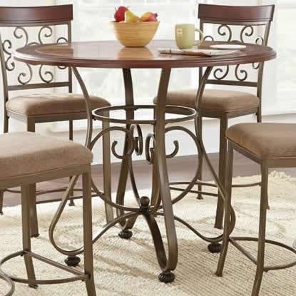 Steve Silver Furniture Round Thompson Counter Height Dining Table with Faux Marble Top & Pedestal Base TP450T/TP360PB IMAGE 1