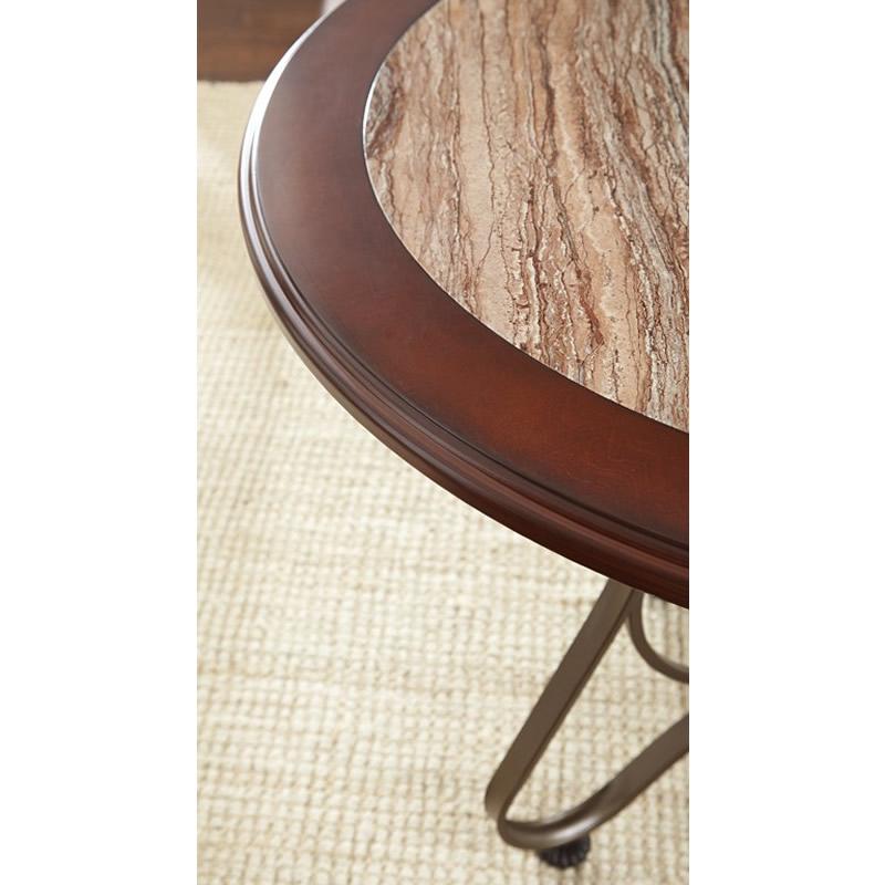 Steve Silver Furniture Round Thompson Counter Height Dining Table with Faux Marble Top & Pedestal Base TP450T/TP360PB IMAGE 2