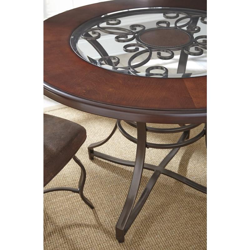 Steve Silver Furniture Round Toledo Dining Table with Glass Top & Trestle Base TD450B/TD450T IMAGE 1