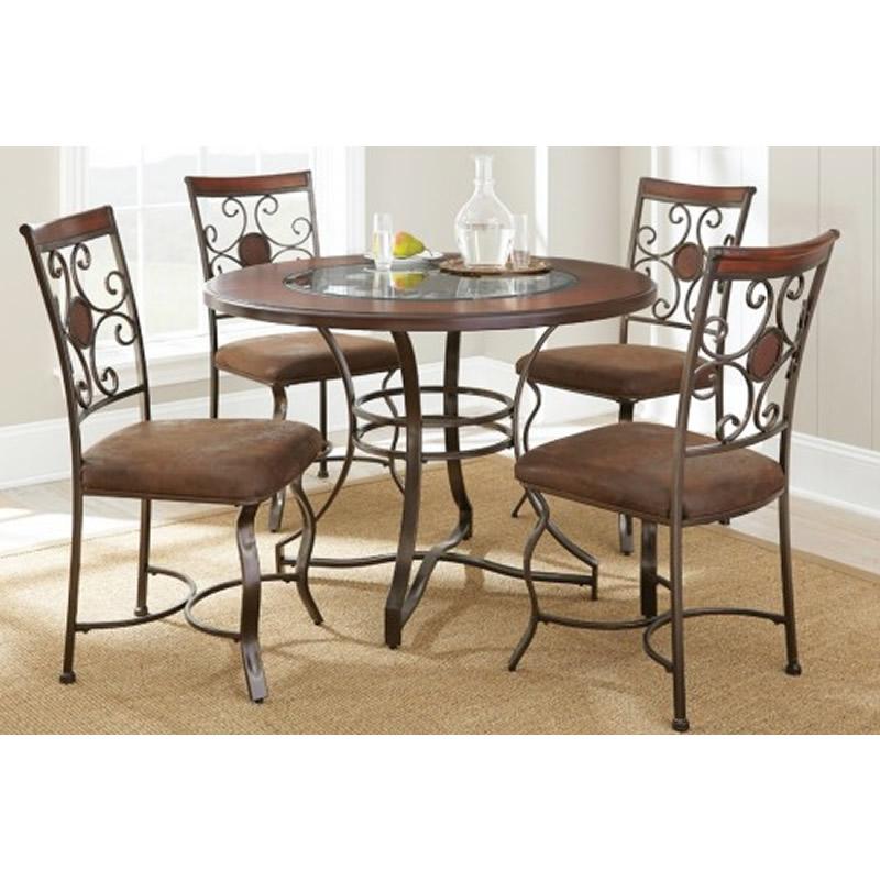 Steve Silver Furniture Round Toledo Dining Table with Glass Top & Trestle Base TD450B/TD450T IMAGE 2