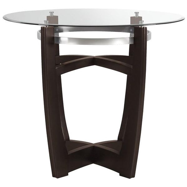 Steve Silver Furniture Round Matinee Counter Height Dining Table with Glass Top and Pedestal Base MT480T/MT480PB IMAGE 1