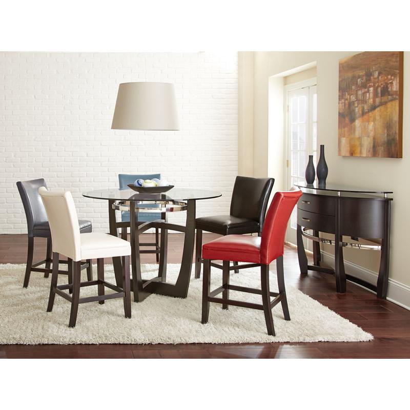 Steve Silver Furniture Round Matinee Counter Height Dining Table with Glass Top and Pedestal Base MT480T/MT480PB IMAGE 2