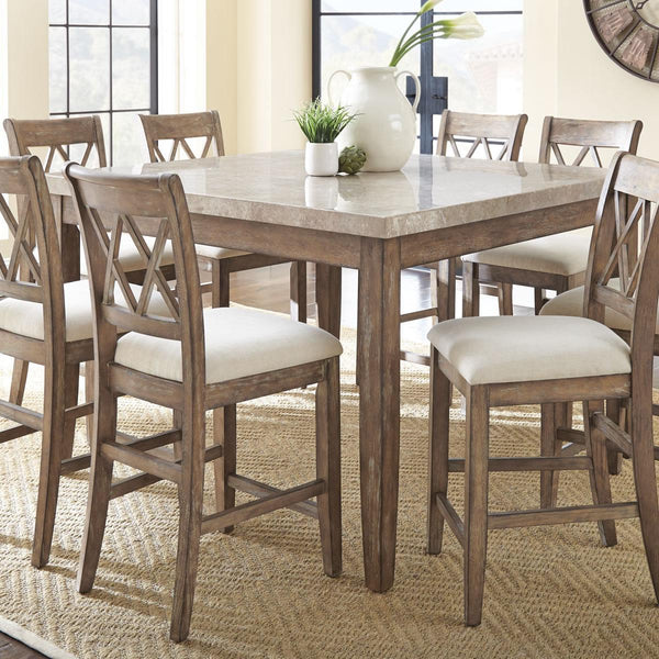 Steve Silver Furniture Square Franco Counter Height Dining Table with Marble Top FR5454WPT IMAGE 1