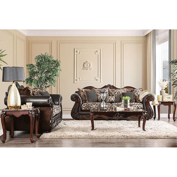 Furniture of America Jamael Stationary Fabric and Faux Leather Sofa SM6405-SF IMAGE 1