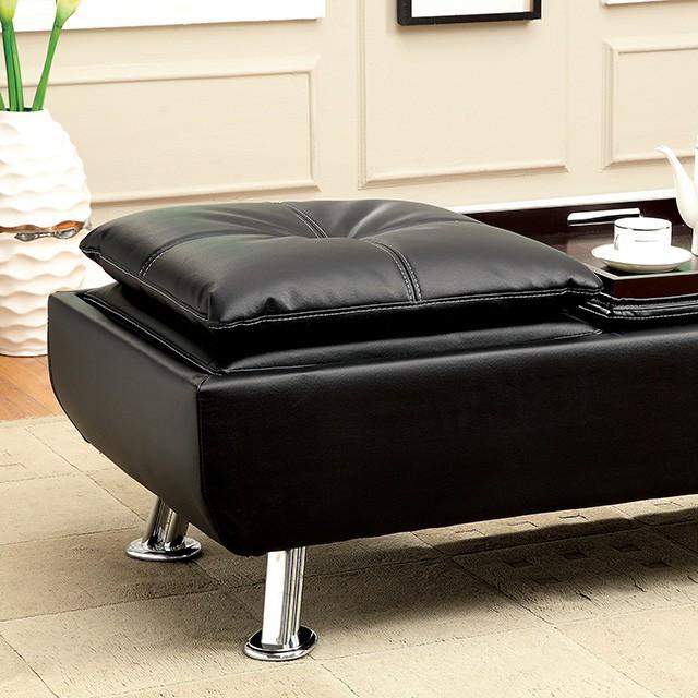 Furniture of America Hauser Leather Ottoman CM2677BK-OT IMAGE 2