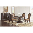 Steve Silver Furniture Round Angelina Dining Table with Pedestal Base AG500T/AG500TBB IMAGE 2