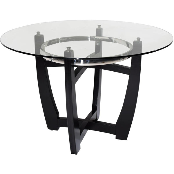 Steve Silver Furniture Round Matinee Dining Table with Glass Top and Pedestal Base MT480T/MT480B IMAGE 1