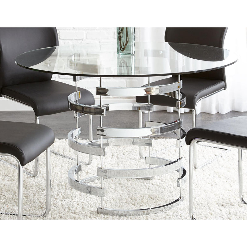 Steve Silver Furniture Round Tayside Dining Table with Glass Top and Pedestal Base TS450T/TS450B IMAGE 3