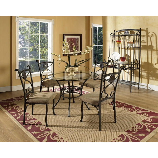 Steve Silver Furniture Round Brookfield Dining Table with Glass Top BK420GT/BK420B IMAGE 1