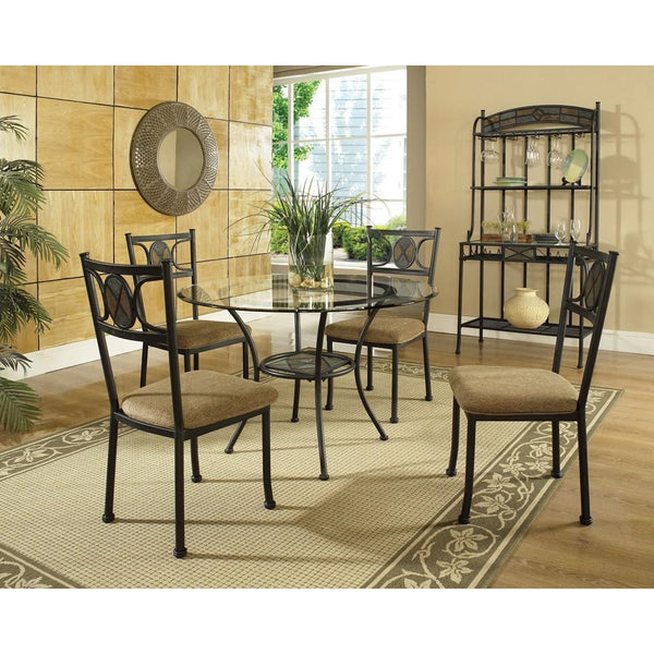 Steve Silver Furniture Round Carolyn Dining Table with Glass Top CR450T/CR450B IMAGE 1