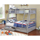 Furniture of America California CM-BK588GY Twin/Full Bunk Bed, Gray IMAGE 2