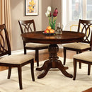 Furniture of America Round Carlisle Dining Table with Pedestal Base CM3778RT-TABLE IMAGE 1