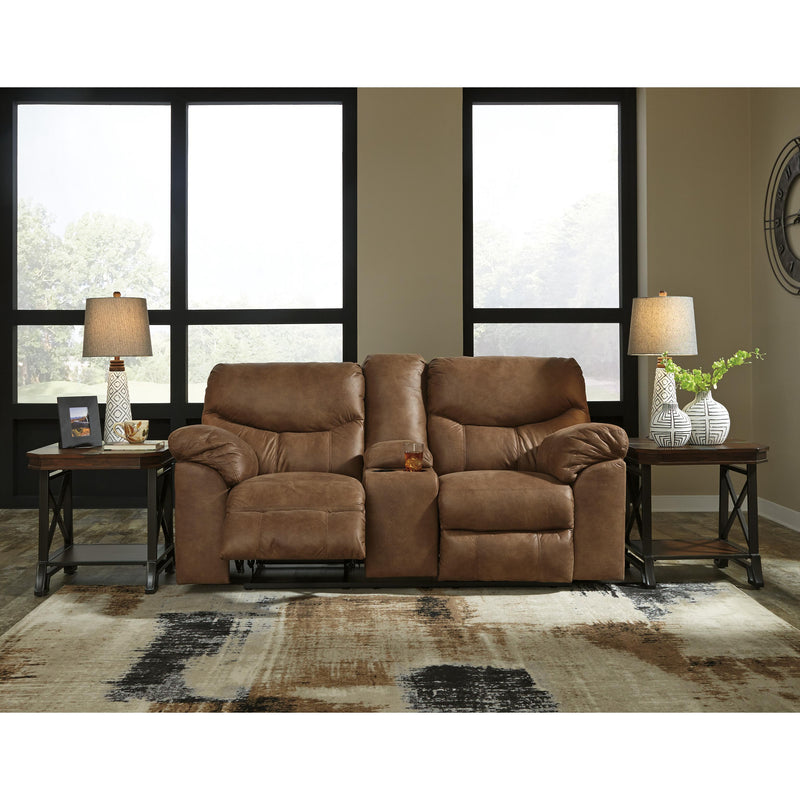  Signature Design by Ashley Boxberg Reclining Leather Look Loveseat with Console 3380294 IMAGE 3