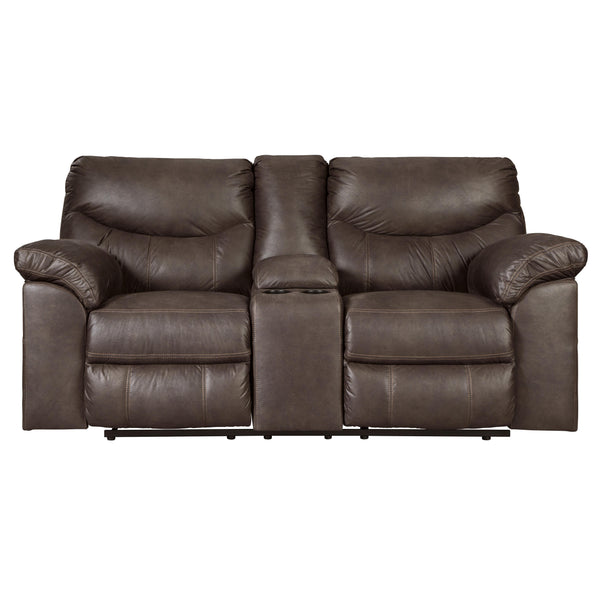  Signature Design by Ashley Boxberg Reclining Leather Look Loveseat with Console 3380394 IMAGE 1